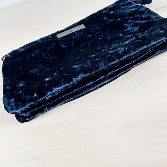 Isabella Scott Dark Blue Velvet Clutch Cosmetic Bag‎ 5 Pockets! Make-up Navy - Picture 2 of 7